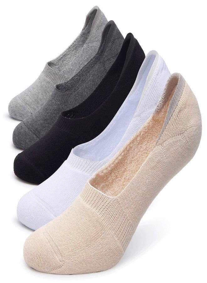 Pareberry Women's Thick Cushion Cotton Athletics Casual Low Cut Flat Non-Slip Boat Liner No Show Socks-5/10 Pack (Shoe Size: 5-8.5, A-multicoloured) - Image 1